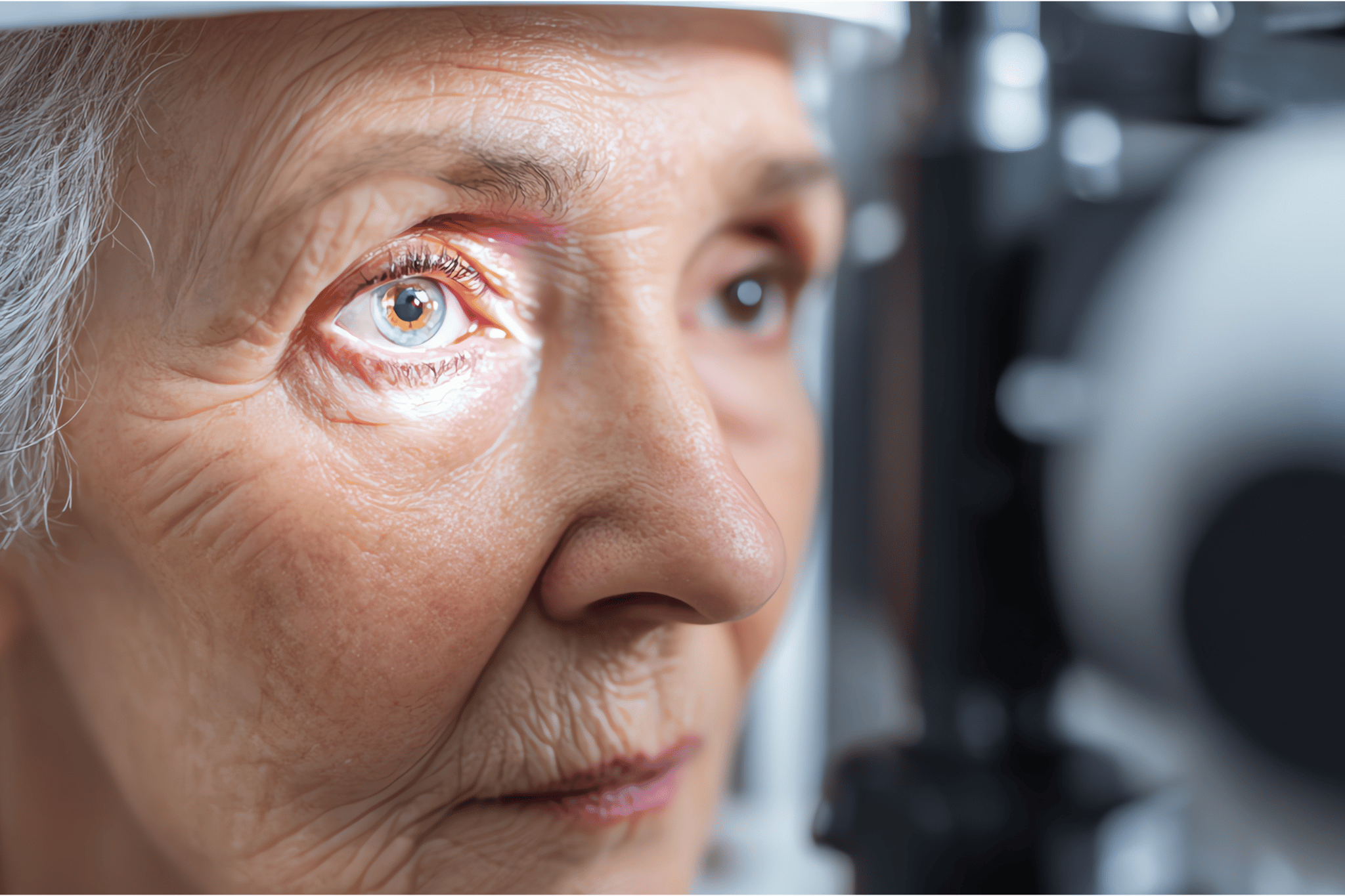 Grüner Star – Glaukom-Untersuchung beim Augenarzt in Graz Augenärztliche Untersuchung einer älteren Patientin zur Glaukomvorsorge